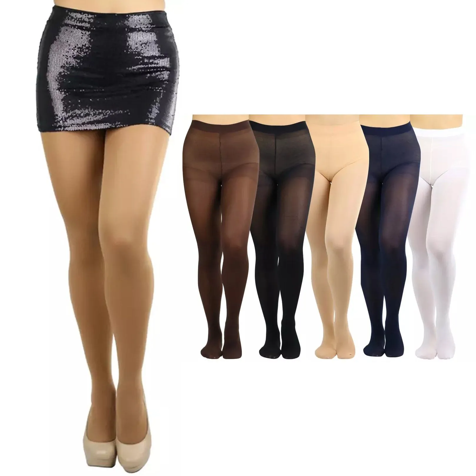 6-Pack: Women's Basic or Vibrant Semi Opaque Pantyhose