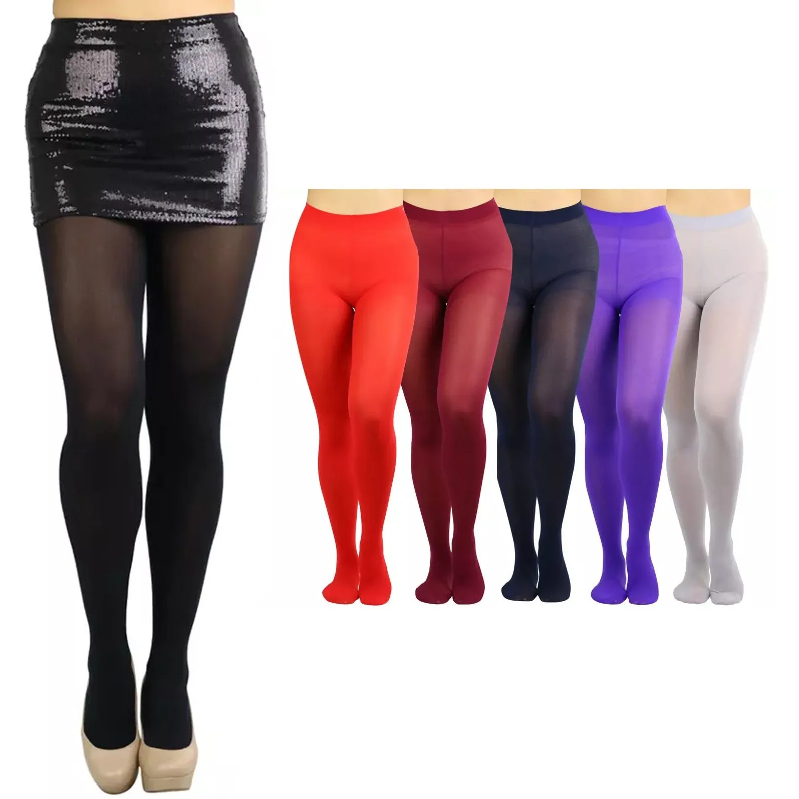 6-Pack: Women's Basic or Vibrant Semi Opaque Pantyhose