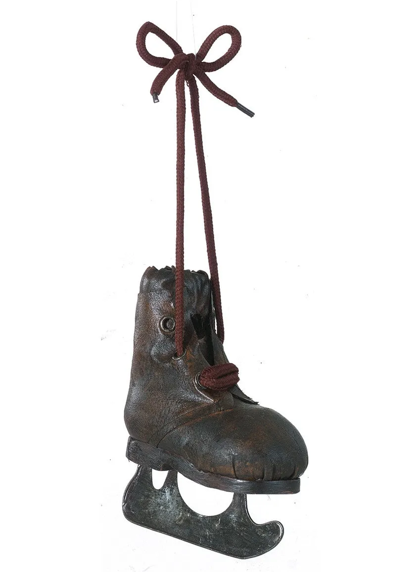 Antique Brown Leather Ice Skate Ornament