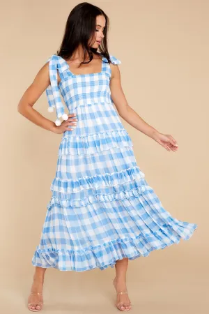 Berenice Blue Gingham Long Dress