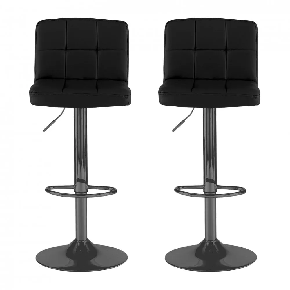 Black Faux Leather Bar Stools x2