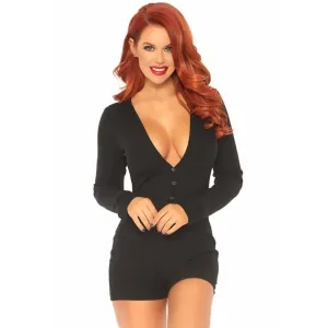 Brushed Rib Romper - Small/ Medium - Black