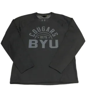 BYU Cougars Football Under Armour ColdGear Gray LS Crew Neck Sweatshirt (L)