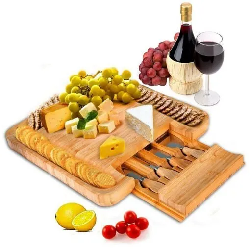 Cheese Board Set - Bamboo Cheese Board Knife Set