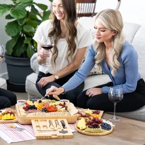 Cheese Board Set - Bamboo Cheese Board Knife Set