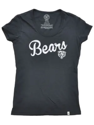 Chicago Bears 47 Brand Women Navy Sequin Logo Scoop Neck T-Shirt (S)