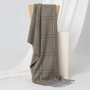 Crisscross Woolen Cashmere Stoles - Stone