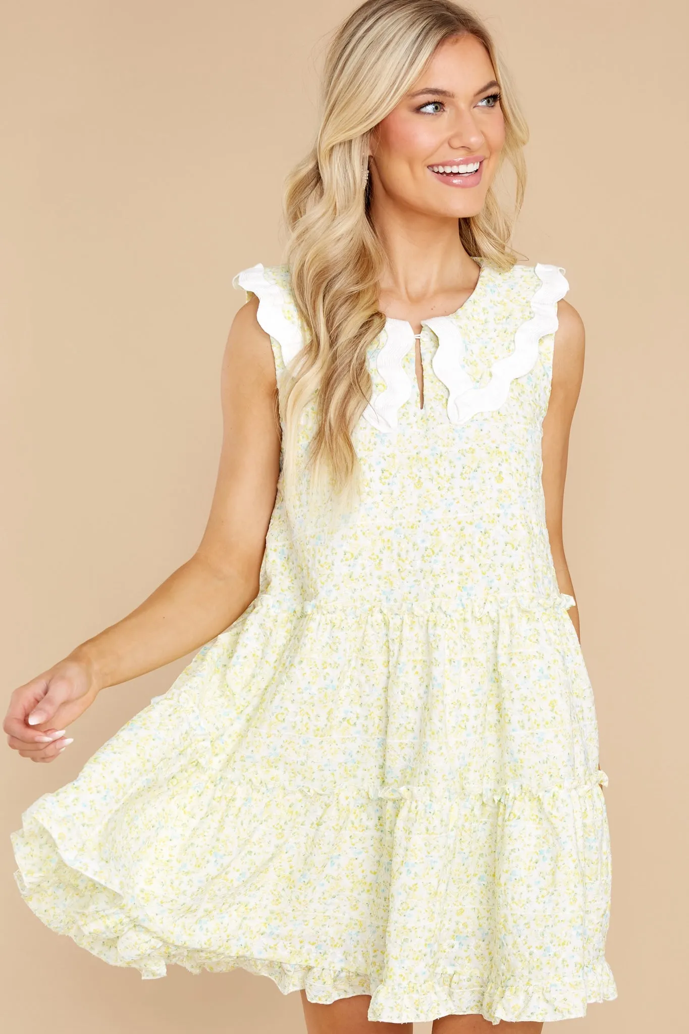 Delicate Gardens Yellow Floral Print Dress