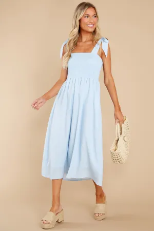 Falling For You Again Light Blue Midi Dress