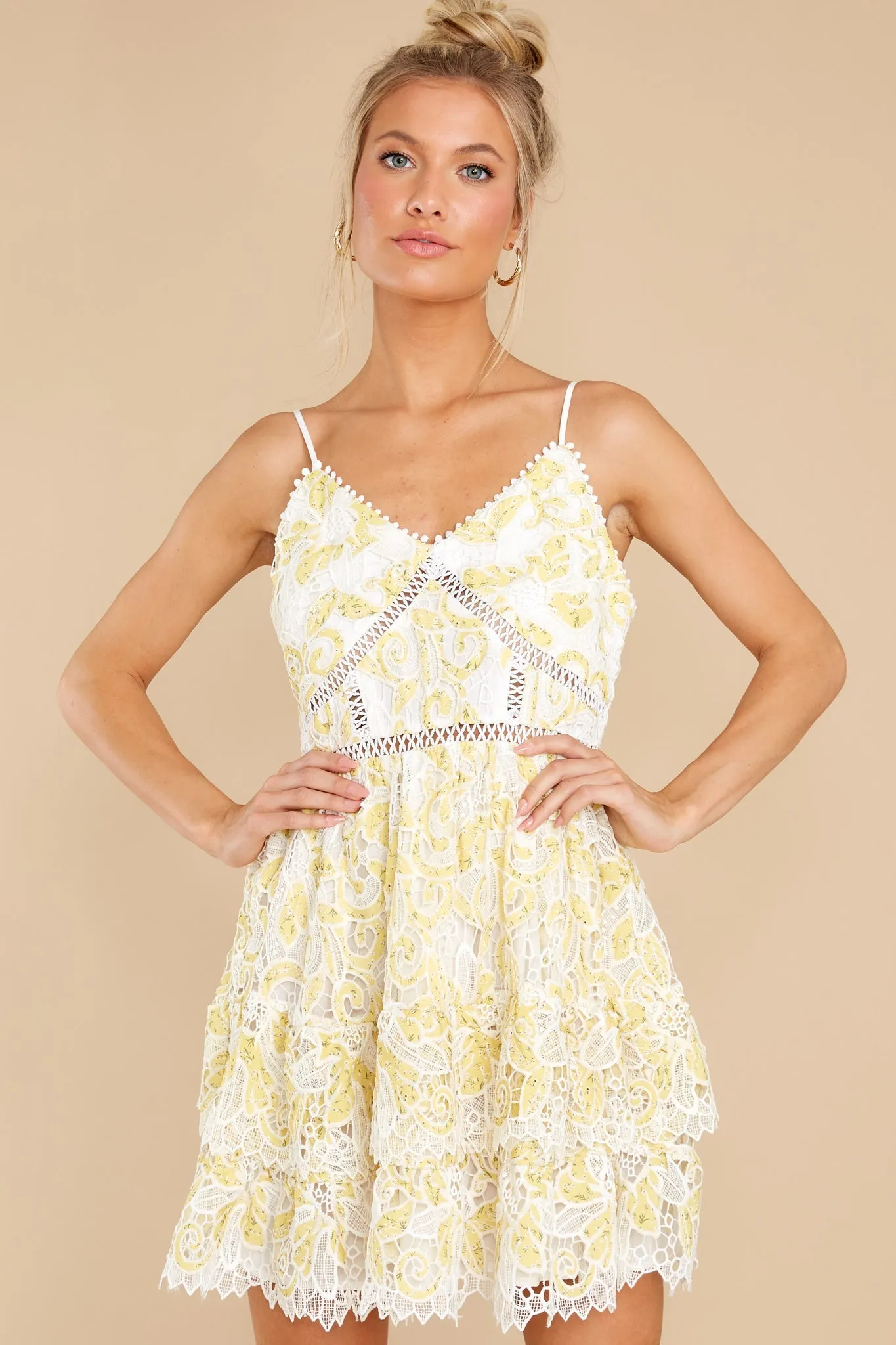 Flash A Smile Yellow Eyelet Dress