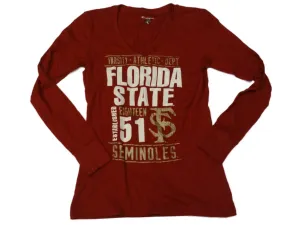 Florida State Seminoles Champion WOMENS Maroon Glitter LS V-Neck T-Shirt (M)