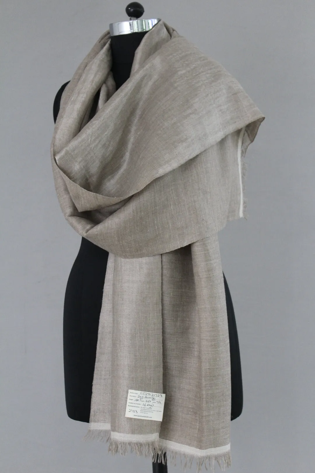 Imani Dove Grey Zari Reversible Cashmere Stole