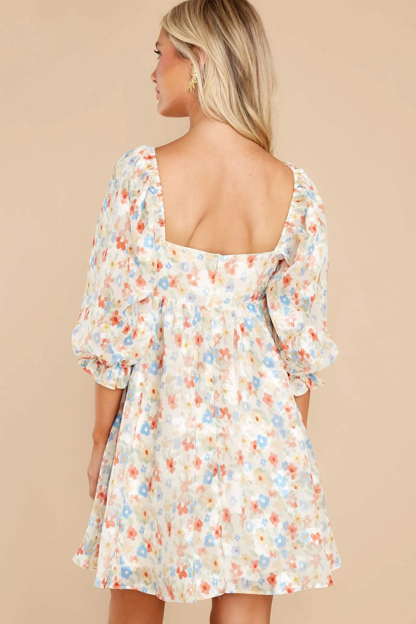 Instant Gratification Ivory Floral Print Dress