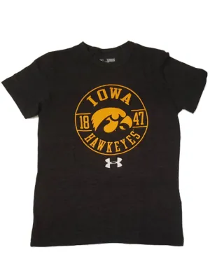 Iowa Hawkeyes Under Amour Heatgear Loose YOUTH Charcoal Gray SS T-Shirt (M)