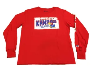 Kansas Jayhawks Champion YOUTH Red "Home of the Jayhawks" LS T-Shirt (M)