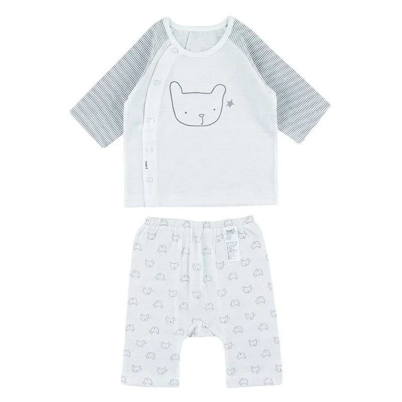 Kids Summer Short Shirt Cotton Cool Mesh Pajamas Set - Soft Bear