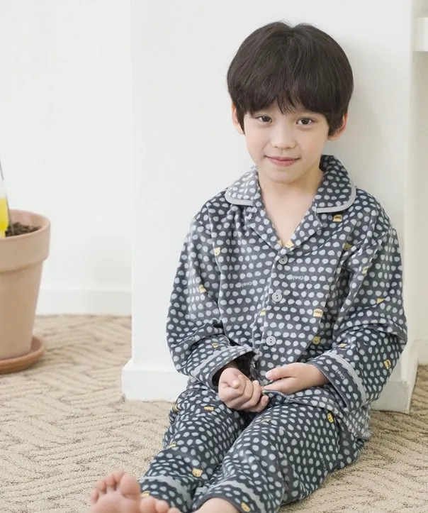 Korean Kids Fleece Pajamas Set-Bear Dot