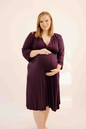 Lila Labor & Postpartum Gown in Plum