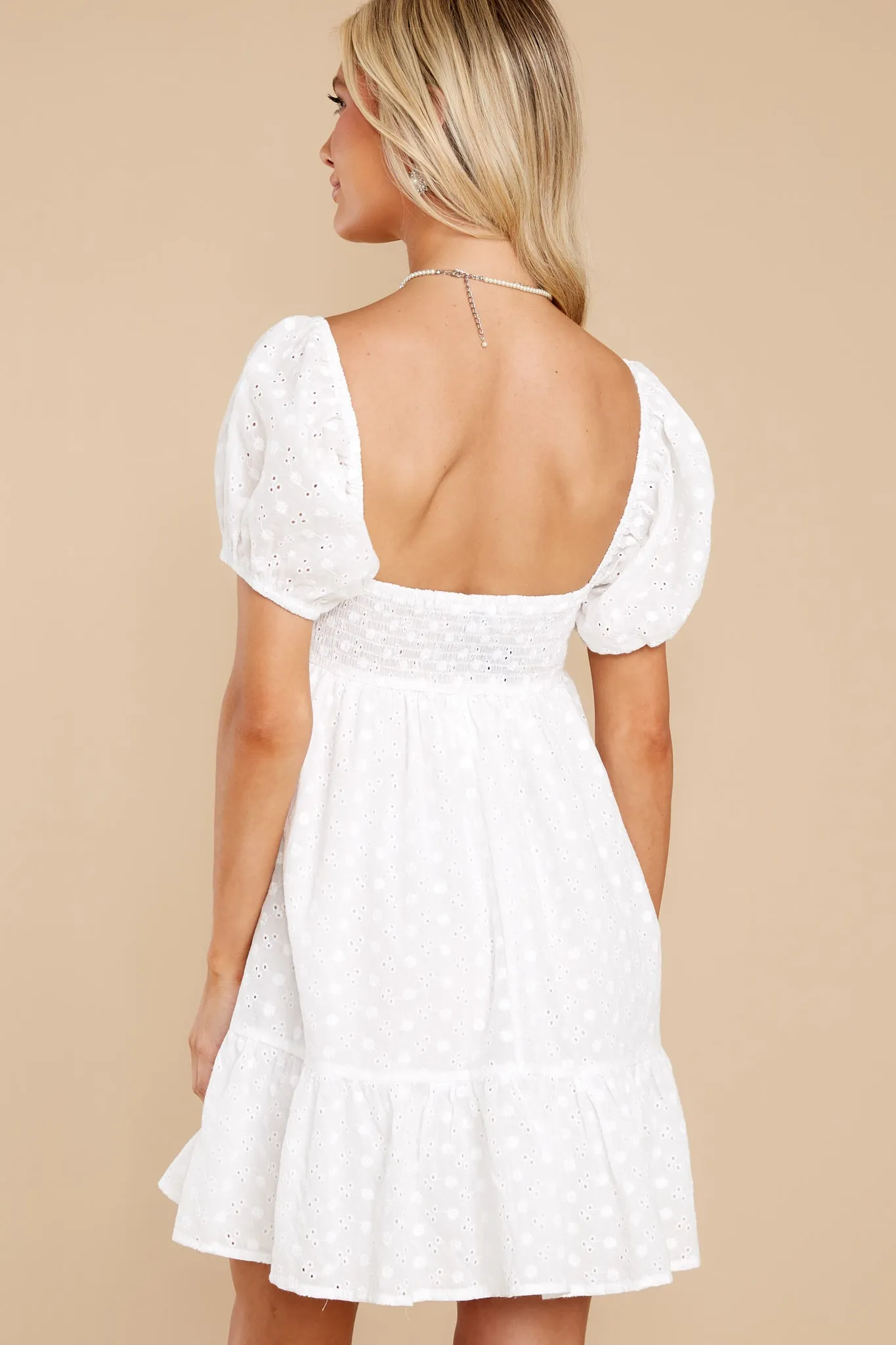 Lovely Radiance White Eyelet Cotton Dress