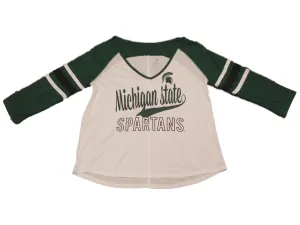 Michigan State Spartans WOMENS Ultra Soft Burnout 3/4 Sleeve V-Neck T-Shirt (M)