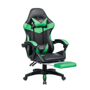 Neo Green/Black Massage Leather Gaming Chair with Footrest