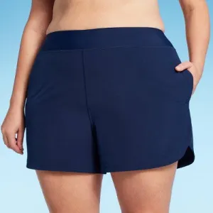 New - Lands' End Women's 5" UPF 50 Swim Shorts - Navy Blue 2X