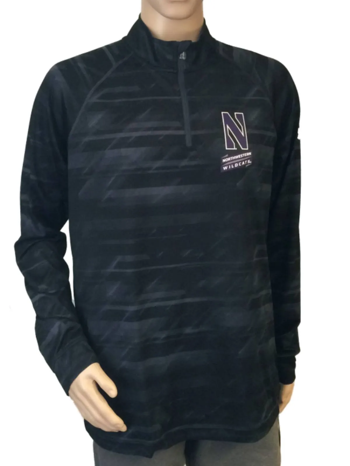 Northwestern Wildcats Gray Under Armour Loose Heatgear LS 1/4 Zip Pullover (L)