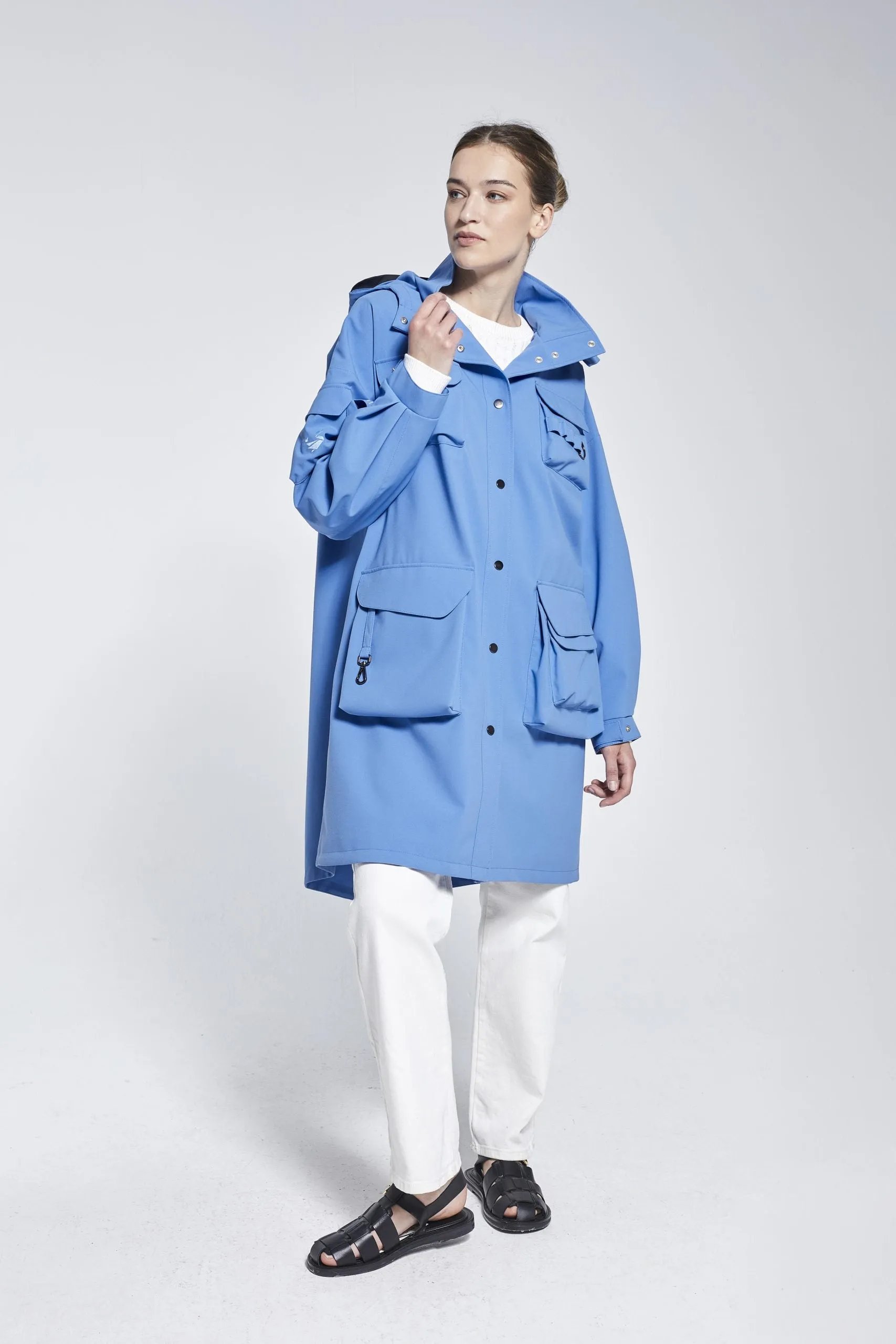 OCEAN BLUE MARILA RAINCOAT - recycled materials