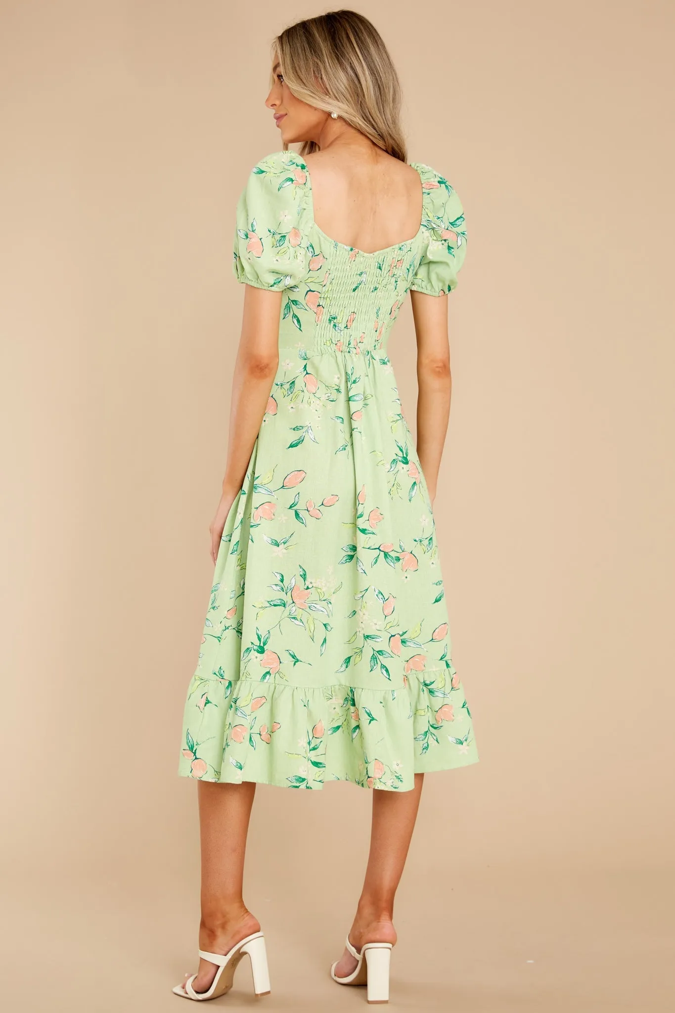 Oh So Fresh Pastel Green Floral Print Midi Dress