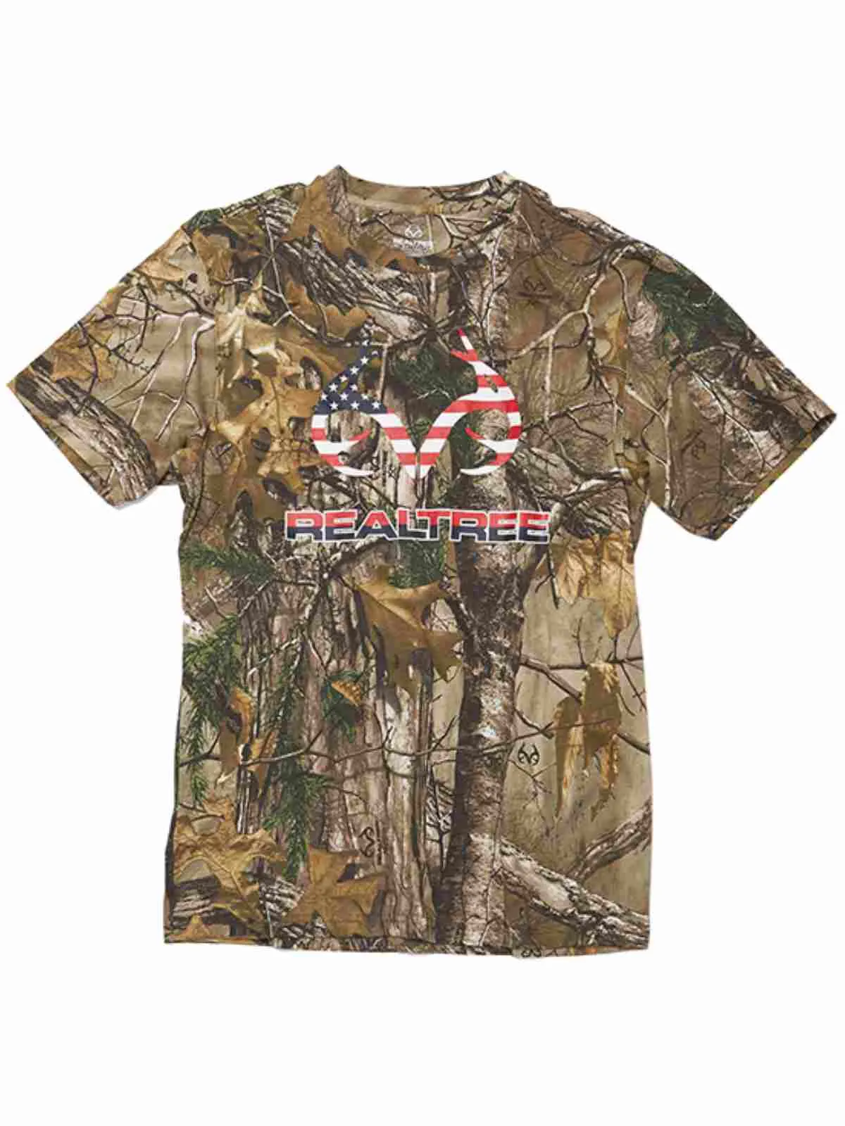 Realtree Camouflage Colosseum Camo USA Antler Logo SS Crew Neck T-Shirt (L)