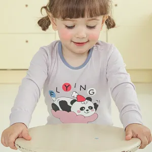 Single Spandex Brushed Fabric pajamas set-Flying Panda