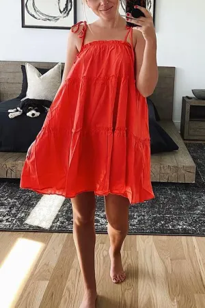 Solid Layer Ruffles Slip Mini Dress