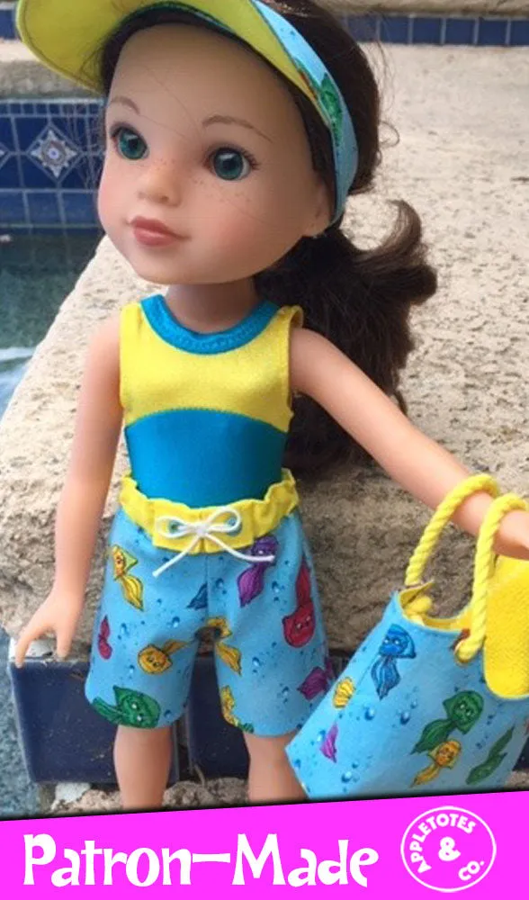 Surf's Up Board Shorts Sewing Pattern for 14.5 Inch Dolls