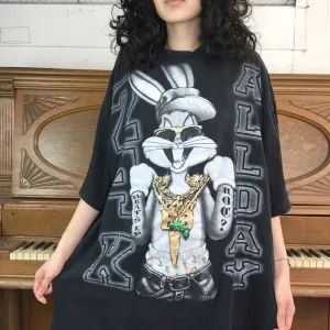 Vintage 90s Bugs Bunny Looney Tunes Bling Whats Up Doc T Shirt | Size 3XL