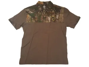 West Virginia Mountaineers Colosseum Brown Camouflage SS Golf Polo T-Shirt (L)