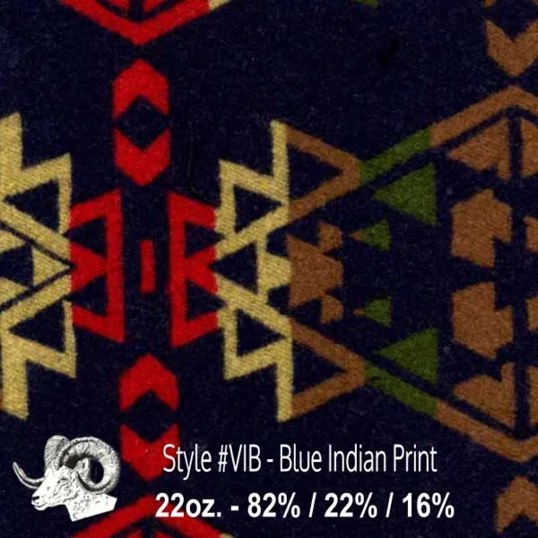 Wool Swatch - VIB - Blue Indian Print