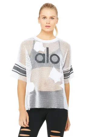 Yoga Jersey Short Sleeve Top - White/Alo Crackle/Black