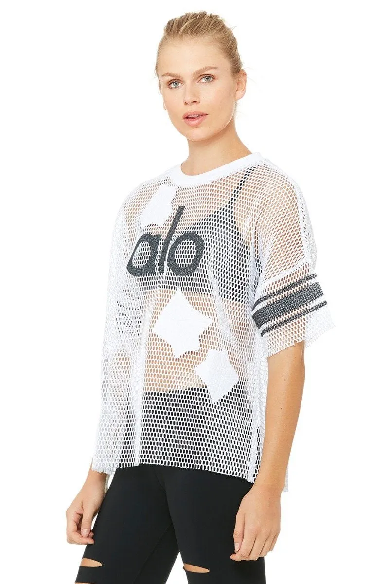 Yoga Jersey Short Sleeve Top - White/Alo Crackle/Black